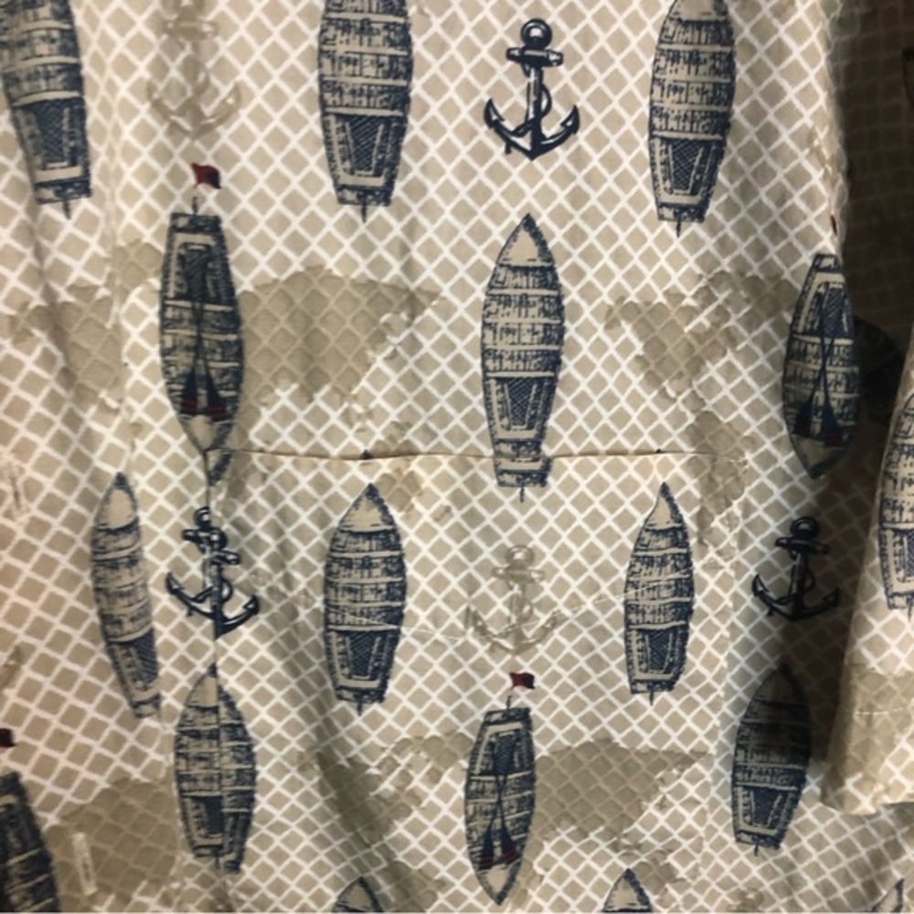 Musingwear large button down short sleeve shirt nautical canoe anchor great - Picture 2 of 5